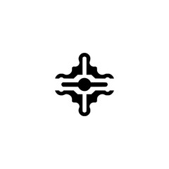 Obraz premium Minimalist Geometric Emblem: Black Cross on White Background
