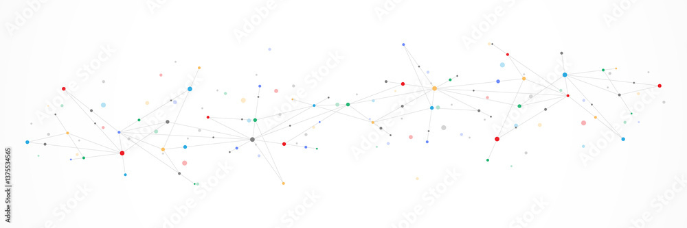 Poster Minimalistic design with connecting the dots and lines. Abstract geometric background of science and technology concept
