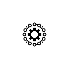 Gear Icon with Connected Circles, Abstract Technology Concept