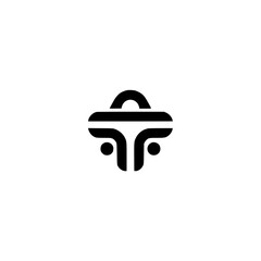 Modern Abstract Glyph Logo: Black on White, Minimalist Design