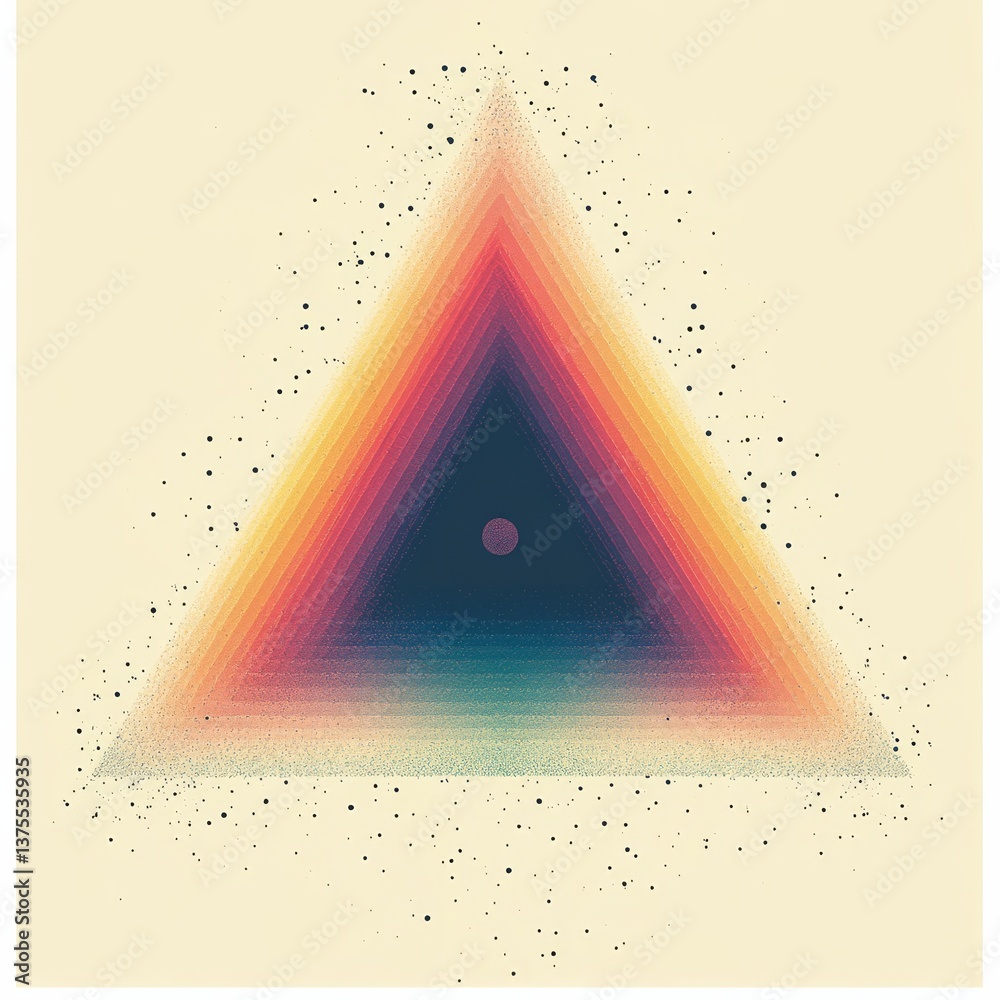 Aufkleber Abstract Gradient Triangle: A Colorful Tunnel to Cosmic Depth with Speckled Surroundings
