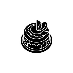Minimalist Cake Icon: Black & White Graphic for Baking, Dessert, Food Design