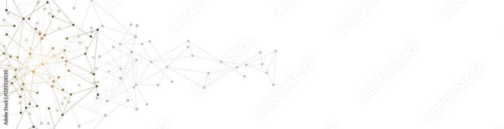 Fototapete Minimalistic design with connecting the dots and lines. Abstract geometric background of science and technology concept
