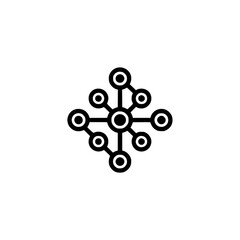 Black & White Minimalist Network Icon on White Background