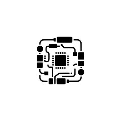 Fototapeta premium Modern Minimalist Circuit Board Icon on White Background