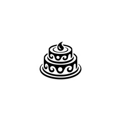 Elegant Minimalist Cake Icon, Black & White Vector Design