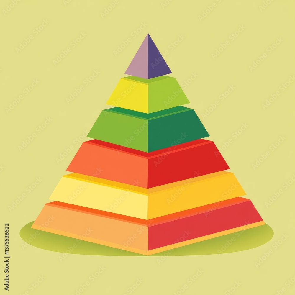 Leinwandbilder colorful layered pyramid structure on light yellow background displaying hierarchical levels