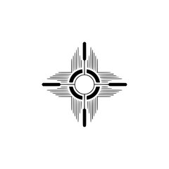 Geometric Southwest Sun Symbol: Minimalist Black & White Design