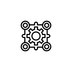 Abstract Gear Icon in Minimalist Design on White Background
