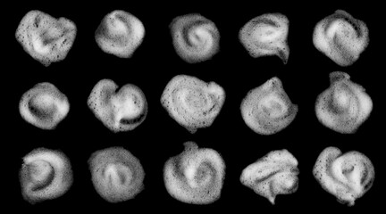  Soap bubbles in the background with a bathtub shot from above. An abstract is a transparent surface product.
