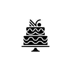 Minimalist Wedding Cake Icon on White Background