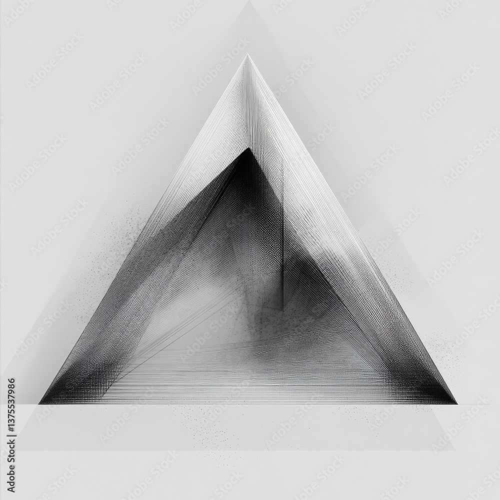 Poster monochrome pyramid: abstract illusion with line art and geometric precision for modern minimalist ar