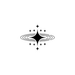 Black Starburst Logo - Minimalist Design, Abstract Space Icon