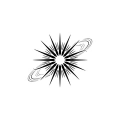 Obraz premium Black Starburst & Orbit Design on White Background