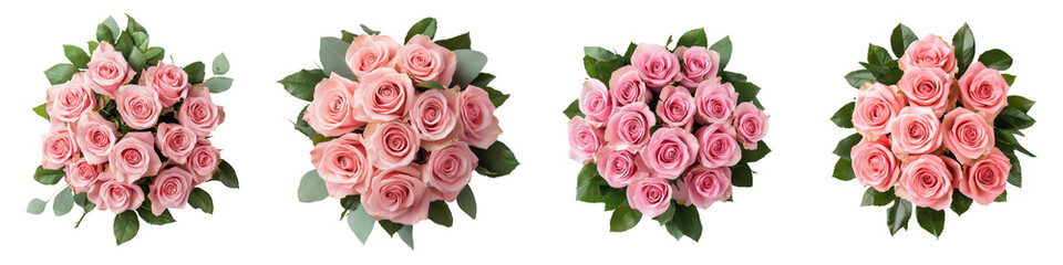 Fototapeta premium Bouquet of pink roses viewed from the top