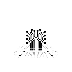 Minimalist Circuit Board Design, Technology Abstract, White Background