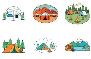 Camping Bundle. Giraffe Safari Adventure Collection Icons