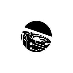 Abstract Circuitry Sphere: Modern Tech Icon on White