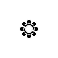 Minimalist Gear Icon with Circular Flow Design