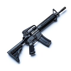 Dynamic m4 rifle image isolated on white background emphasizing military precision image