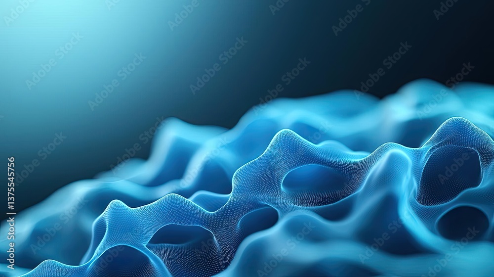 Poster blue exosome particles in medical and skincare concept. close-up of abstract blue texture with intri