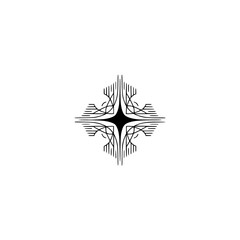 Geometric Starburst Emblem on White: Minimalist Design Element