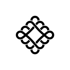 Abstract Geometric Intertwined Knot Design on White Background