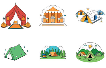 Camping Escape. A Bundle of Serene and Scenic Collection Icons