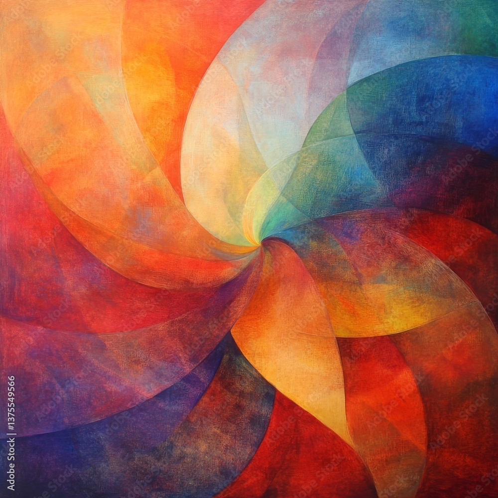 Leinwandbilder Chromatic Swirl: An Abstract Symphony of Color and Form, Evoking a Sense of Movement and Energy through Vibrant Hues and Dynamic Composition