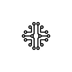 Minimalist Tech Circuit Board Icon on Neutral Background