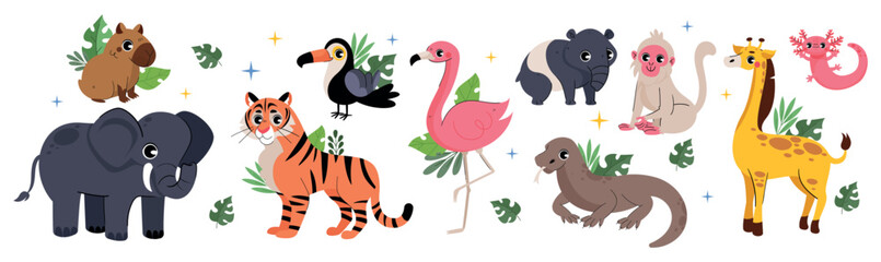 Fototapeta premium Exotic animals icons Collection
