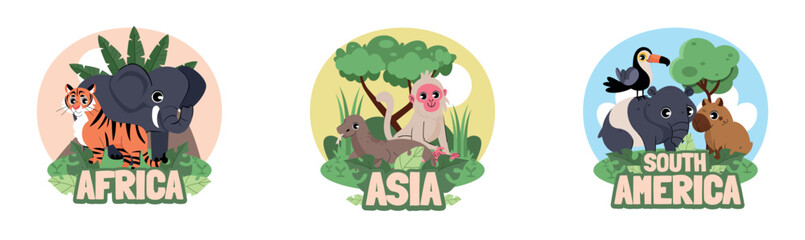 Fototapeta premium Exotic animals Mini compositions