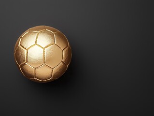 A stunning golden soccer ball on a dark background, perfect for sports-themed designs and promotions.