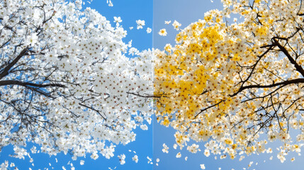 Fototapeta premium Beautiful blossoms contrast against clear blue sky