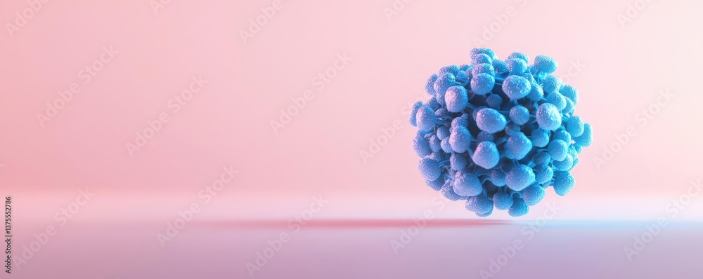 Poster blue exosome particles in biotechnology and medical concept. colorful molecular structure on a soft 