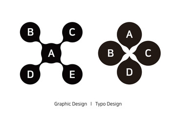 펴지고 모이는 효과를 원형으로 표현한 도표 그래프 디자인