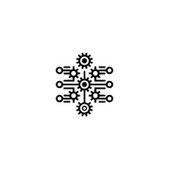 Geometric Gear Network Icon: Minimalist, Tech Illustration