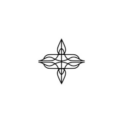 Minimalist Geometric Cross Emblem on White Background