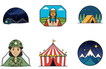Camping Escape. A Bundle of Serenity and Majestic Collection Icons