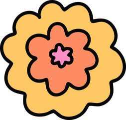 봄꽃 라인드로잉 컬러 아이콘(spring flower line drawing color icon)