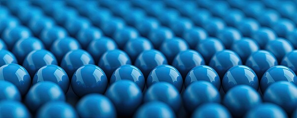 Obraz premium Blue exosome particles in biotechnology and medical concept. Close-up of vibrant blue spheres in a systematic arrangement.