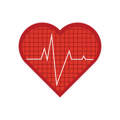 Heart with Heartbeat Line Vector Icon EKG Pulse Medical Symbol Love Life Health Monitor.Adobe Illustrator Artwork