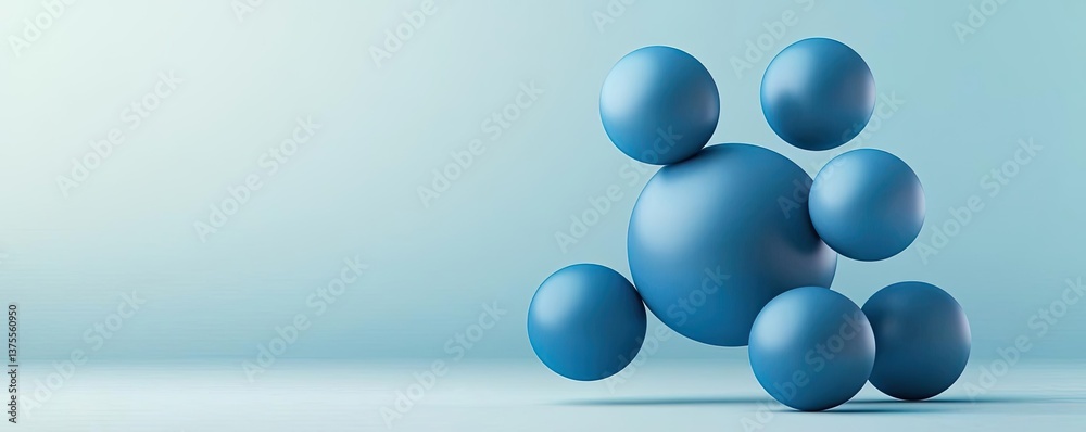 Poster blue exosome particles in cosmetology biotechnology concept. abstract blue shapes creating a modern 