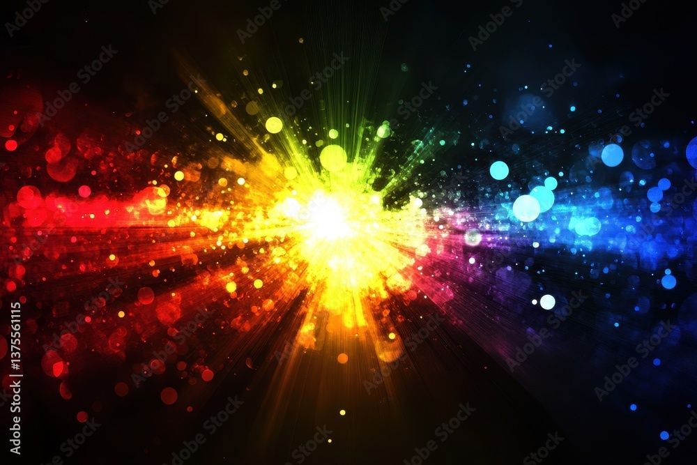 Poster Colorful abstract background with vibrant rays and bokeh effects for artistic design projects, Abstract Background Colorful title background