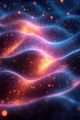 Obraz premium Abstract glowing light effects with colorful luminous waves on dark backdrop