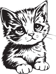 Cute kitten. Hand drawn vector illustration