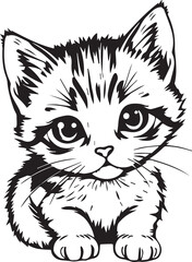 Cute kitten. Hand drawn vector illustration