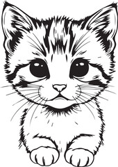 Cute kitten. Hand drawn vector illustration