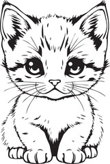 Cute kitten. Hand drawn vector illustration