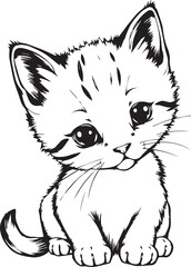 Cute kitten. Hand drawn vector illustration